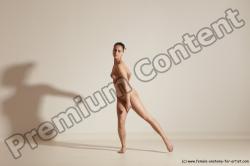 Nude Gymnastic poses Woman White Slim long brown Dancing Dynamic poses Pinup