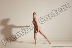 Nude Gymnastic poses Woman White Slim long brown Dancing Dynamic poses Pinup