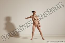 Nude Gymnastic poses Woman White Slim long brown Dancing Dynamic poses Pinup