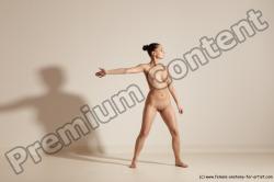 Nude Gymnastic poses Woman White Slim long brown Dancing Dynamic poses Pinup