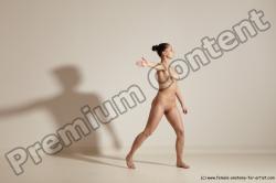 Nude Gymnastic poses Woman White Slim long brown Dancing Dynamic poses Pinup