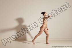 Nude Gymnastic poses Woman White Slim long brown Dancing Dynamic poses Pinup