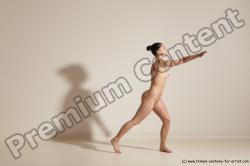 Nude Gymnastic poses Woman White Slim long brown Dancing Dynamic poses Pinup