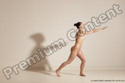 Nude Gymnastic poses Woman White Slim long brown Dancing Dynamic poses Pinup