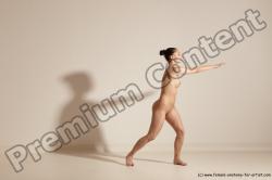 Nude Gymnastic poses Woman White Slim long brown Dancing Dynamic poses Pinup