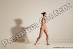 Nude Gymnastic poses Woman White Slim long brown Dancing Dynamic poses Pinup