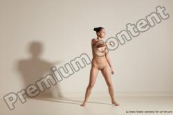 Nude Gymnastic poses Woman White Slim long brown Dancing Dynamic poses Pinup