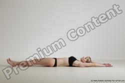 Underwear Gymnastic poses Woman White Moving poses Slim long blond Dynamic poses Academic