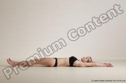 Underwear Gymnastic poses Woman White Moving poses Slim long blond Dynamic poses Academic