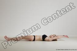 Underwear Gymnastic poses Woman White Moving poses Slim long blond Dynamic poses Academic