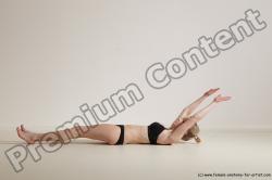 Underwear Gymnastic poses Woman White Moving poses Slim long blond Dynamic poses Academic