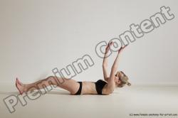 Underwear Gymnastic poses Woman White Moving poses Slim long blond Dynamic poses Academic