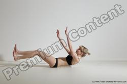 Underwear Gymnastic poses Woman White Moving poses Slim long blond Dynamic poses Academic