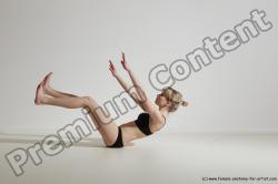 Underwear Gymnastic poses Woman White Moving poses Slim long blond Dynamic poses Academic