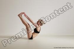 Underwear Gymnastic poses Woman White Moving poses Slim long blond Dynamic poses Academic