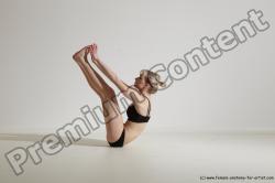 Underwear Gymnastic poses Woman White Moving poses Slim long blond Dynamic poses Academic