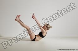 Underwear Gymnastic poses Woman White Moving poses Slim long blond Dynamic poses Academic