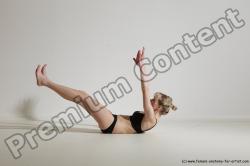 Underwear Gymnastic poses Woman White Moving poses Slim long blond Dynamic poses Academic