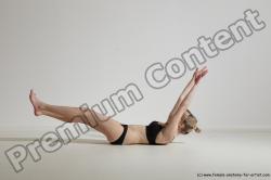 Underwear Gymnastic poses Woman White Moving poses Slim long blond Dynamic poses Academic