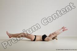 Underwear Gymnastic poses Woman White Moving poses Slim long blond Dynamic poses Academic