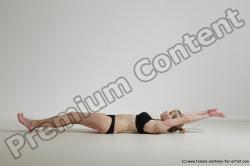 Underwear Gymnastic poses Woman White Moving poses Slim long blond Dynamic poses Academic