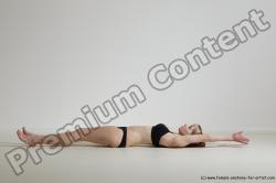 Underwear Gymnastic poses Woman White Moving poses Slim long blond Dynamic poses Academic