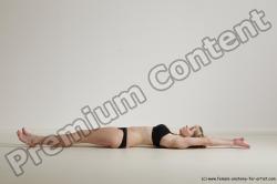 Underwear Gymnastic poses Woman White Moving poses Slim long blond Dynamic poses Academic