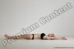 Underwear Gymnastic poses Woman White Moving poses Slim long blond Dynamic poses Academic