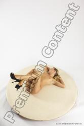 Nude Woman White Laying poses - ALL Slim Laying poses - on back long blond Multi angle poses Pinup