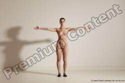 Nude Gymnastic poses Woman White Slim long brown Dancing Dynamic poses Pinup