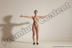 Nude Gymnastic poses Woman White Slim long brown Dancing Dynamic poses Pinup