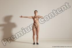 Nude Gymnastic poses Woman White Slim long brown Dancing Dynamic poses Pinup