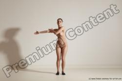 Nude Gymnastic poses Woman White Slim long brown Dancing Dynamic poses Pinup