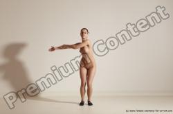 Nude Gymnastic poses Woman White Slim long brown Dancing Dynamic poses Pinup