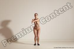 Nude Gymnastic poses Woman White Slim long brown Dancing Dynamic poses Pinup