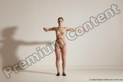 Nude Gymnastic poses Woman White Slim long brown Dancing Dynamic poses Pinup