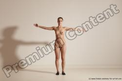 Nude Gymnastic poses Woman White Slim long brown Dancing Dynamic poses Pinup