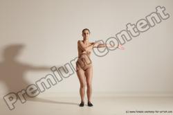 Nude Gymnastic poses Woman White Slim long brown Dancing Dynamic poses Pinup