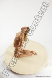 Nude Woman White Kneeling poses - ALL Slim Kneeling poses - on both knees long blond Multi angle poses Pinup