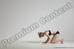 Underwear Gymnastic poses Woman White Slim long blond Dancing Dynamic poses Academic