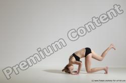 Underwear Gymnastic poses Woman White Slim long blond Dancing Dynamic poses Academic