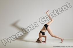 Underwear Gymnastic poses Woman White Slim long blond Dancing Dynamic poses Academic