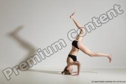 Underwear Gymnastic poses Woman White Slim long blond Dancing Dynamic poses Academic