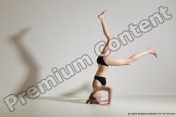 Underwear Gymnastic poses Woman White Slim long blond Dancing Dynamic poses Academic