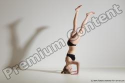 Underwear Gymnastic poses Woman White Slim long blond Dancing Dynamic poses Academic