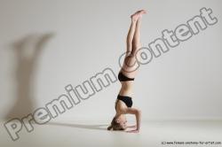 Underwear Gymnastic poses Woman White Slim long blond Dancing Dynamic poses Academic