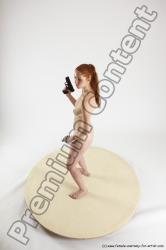 Nude Fighting with gun Woman White Standing poses - ALL Slim long red Standing poses - simple Multi angle poses Pinup