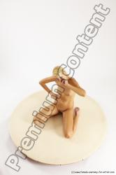 Nude Woman White Kneeling poses - ALL Slim Kneeling poses - on both knees long blond Multi angle poses Pinup