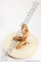 Nude Woman White Kneeling poses - ALL Slim Kneeling poses - on both knees long blond Multi angle poses Pinup