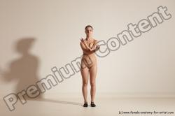 Nude Gymnastic poses Woman White Slim long brown Dancing Dynamic poses Pinup